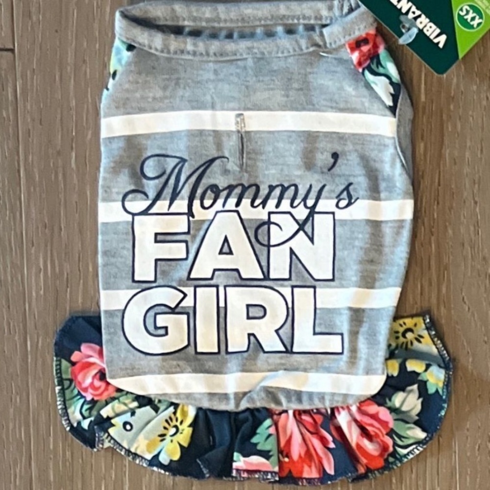 NWT Vibrant Life Dog Tank Dress Size XXS (Up to 10 pounds) “Mommy's Fan Girl” - Picture 2 of 9
